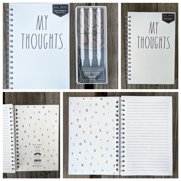 Rae Dunn MY THOUGHTS Spiral Notebook & 3 Pens Set - Picture 2 of 6